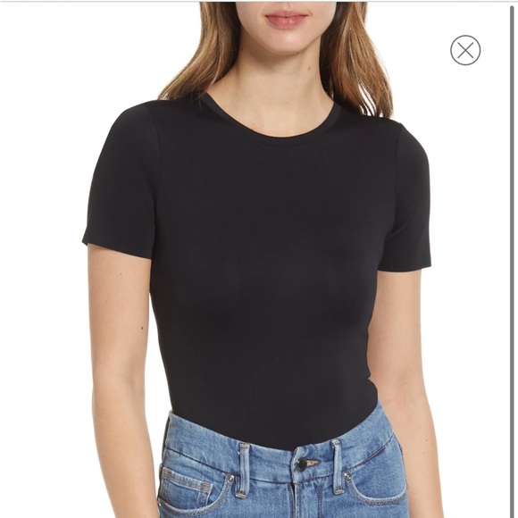 Good American Tops - GOOD AMERICAN Scuba Short Sleeve Bodysuit